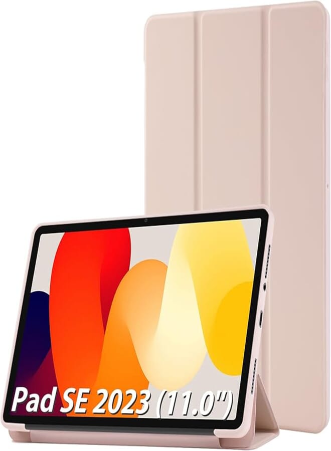 Simpeak Cover Compatible for Xiaomi Redmi Pad SE 2023 (11.0 Inches) Case, PU Leather Cover Compatible with Xiaomi Redmi Pad SE 2023 (11.0 Inches) Ultra-Thin Folio Stand Smart Cover, Pink